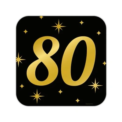 Imagen de PD Party 80.º cartel/decoración de ventana para cumpleaños decoración oro negro fiesta 50x50 cm