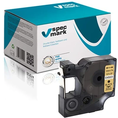 Imagen de specmark compatible para DYMO D1 45023 cinta de impresión 12 mm x 7 m negro sobre oro (S0720630) con impresoras LM Label Manager LP Point LW Writer DUO