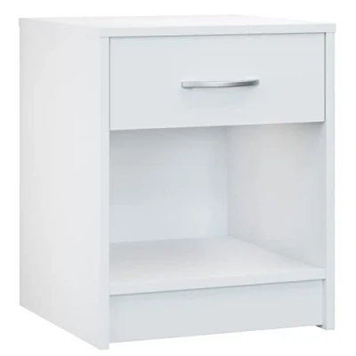 Imagen de CASARIA® Mesita de Noche con Cajón 50x40x35cm para Cama Mueble Dormitorio Mesilla Mesa Auxiliar Salón Compartimento Abierto Asa Cromada