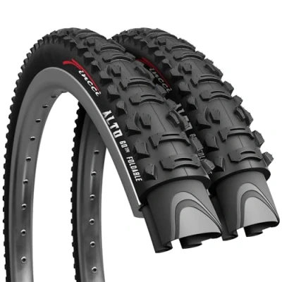 Imagen de Fincci Par Cubierta MTB 26, Plegable Neumático Bicicleta 26 x 1.95 Pulgadas 60 TPI Goma 50 559 para Carretera Bici, Ebike Pack de componentes Ciclismo 2