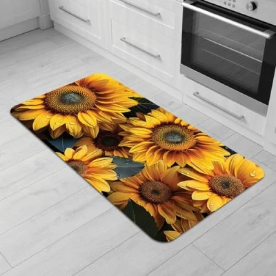 Imagen de Comart, Austin Alfombra de Cocina decoración, poliéster Estampado, Antideslizante, Girasoles, 50 x 100 cm