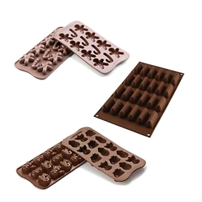 Imagen de silikomart SET CHOCO WINTER, MR GINGER, GIANDUIA MOLDES DE SILICONA EASY CHOC