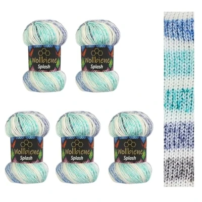 Imagen de Wollbiene Splash Batik 7050 5 ovillos de 100 g, 500 con degradado color, antipilling, multicolor, multicolor
