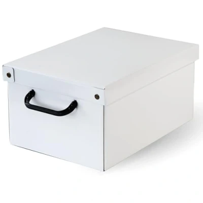 Imagen de Lavatelli Caja organizadora de almacenamiento ropa, para almacenaje decorativa en carton, 25x35x17,5 cm, armario, baul, zapatos, calcetines, juguetes, regalo, con tapa, BLANCO
