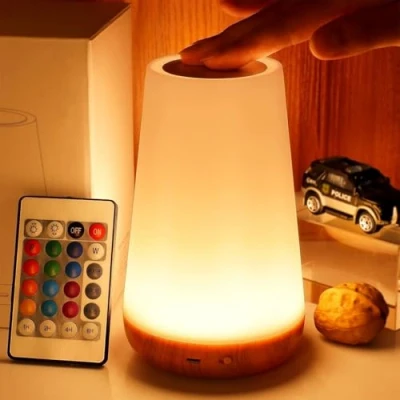 Imagen de EMINENZA Lámpara de Mesita Noche Lampara Regulable Táctil Para Dormitorio Con 3 Modo 13 Colores Ajustables, Mesa Pared Recargable, Regalo Niños/Adulto Luz