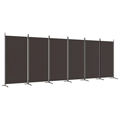 Imagen de vidaXL Biombo Divisor de 6 Paneles Separador Decoración Habitación Dormitorio Oficina Pantalla Privacidad Pared Plegable Tela Marrón