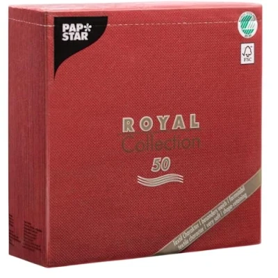 Imagen de Papstar 11608 Royal Collection Juego de 50 servilletas (Pliegue 1/4, 40 x cm), Color Burdeos