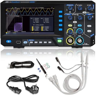 Imagen de PeakTech 1402, osciloscopio de memoria digital, 2 canales, 20 MHz, 250 MS/s, interfaz USB, software PC, P 1402