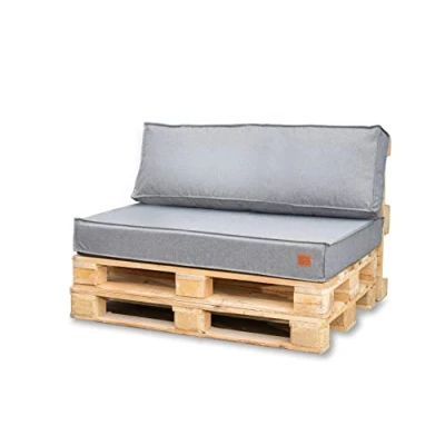 Imagen de Bielik Cojines de Palet 120x80 Set para Sofá Cojín Impermeable Jardín Consta 3 Piezas en Color: (Asiento 120x80+1 120x40, Gris)