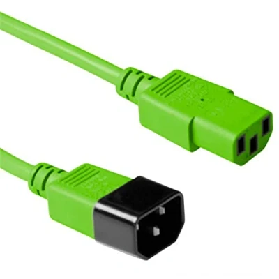 Imagen de ACT cable IEC de 0,3 m, C13 a C14 Extensión IEC, clavija toma 3 clavijas AK5425 Verde