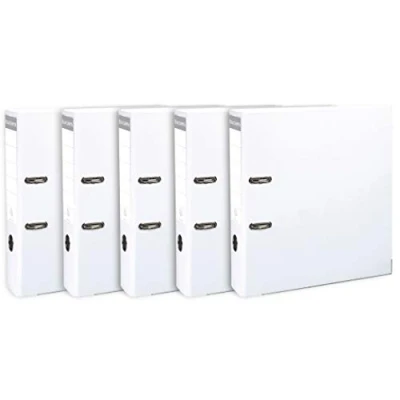 Imagen de Exacompta Ref. 53308SE Juego de 5 archivadores con palanca Espalda 80 mm Mecánica Prem&#039;Touch Formato A4 Exterior polipropileno/interior polipropileno blanco