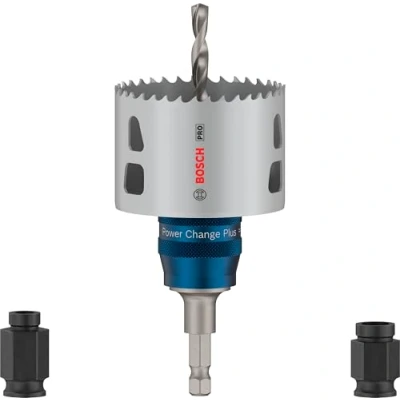 Imagen de Bosch 5 x Pro Multi Material Power Change Plus Juego de iniciación (para madera blanda, paneles yeso, diámetro 68 mm, taladro y destornillador)