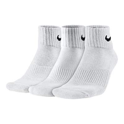Imagen de Nike 3PPK Cushion Quarter, Calcetines unisex, paquete de 3 unidades, Blanco / Negro, S (34 38)