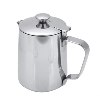 Imagen de Fdit Jarra de Acero Inoxidable Taza Café Leche con Tapa para Latte Coffee Art Oficina Cocina(Plata2)