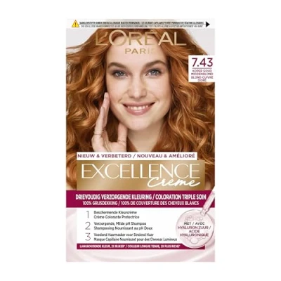 Imagen de L’Oréal Paris Excellence Crème 7.43 Coloración del cabello Rojo (Rojo, blond cuivré doré, Bélgica, 63 mm, 100 163 mm)