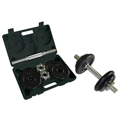 Imagen de Schildkröt 960212 Fitness Kit Mancuerna 10 Kg Barra y 4 Discos, en un Maletín, 960012