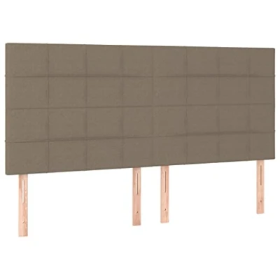 Imagen de vidaXL 4X Cabeceros Cama Cabezal Dormitorio Estructura Habitación Mobiliario Muebles Decoración Adorno de Tela Gris Taupe 100x5x78/88 cm