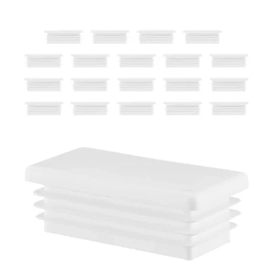 Imagen de EMFA Tapones para Tubos Rectangulares 40x10 mm Blanco Tapón de Plástico Muebles Terminación Estructuras Metálicas 20 Piezas 4x1 cm