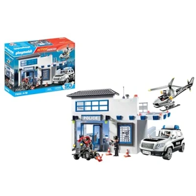 Imagen de PLAYMOBIL Action Heroes 71602 Mega Set de policía, Gran Centro Mando con helicóptero policial y Muchos Detalles emocionantes, Juguetes para niños niñas a Partir 4 años