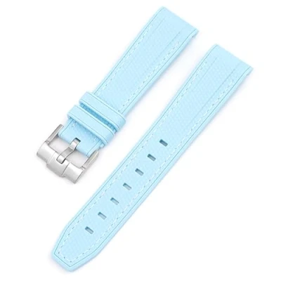 Imagen de Correa de reloj silicona sin espacio para Omega X Swatch Moonswatch Watch 20mm,Correa repuesto Speedmaster 20mm (Línea blanca azulgrana)