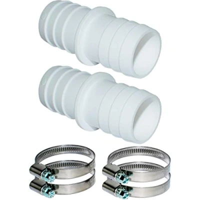 Imagen de Pangaea Tech 4 conectores de manguera 32 mm diámetro con abrazaderas 3,20 cm, adaptador piscina, boquilla doble, 2 unidades