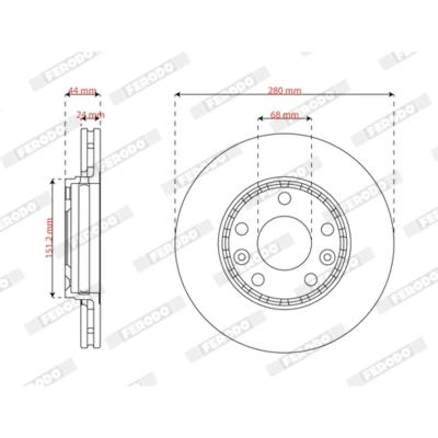 Imagen de FERODO Disco de freno RENAULT: Express Furgoneta 280mm 24mm 5 68mm ventilado DDF3198C Discos freno,
