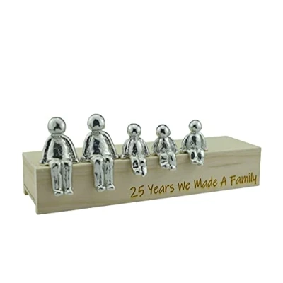 Imagen de Idea de 25 Aniversario Adorno Metal años Que hicimos una Familia Elige tu Caja combinación Familiar y el Grano Madera Pueden Variar (3 niños)