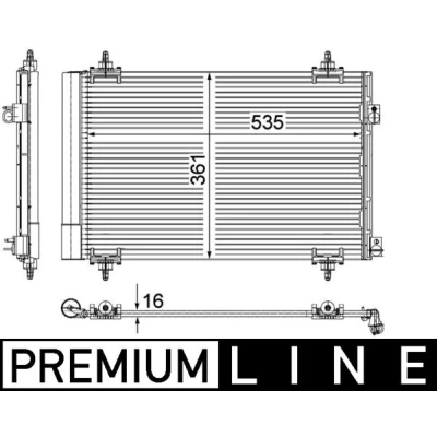 Imagen de MAHLE ORIGINAL AC 587 000P Condensador con secador 535 CITROËN: C4 I Grand Picasso, Picasso 1, II Hatchback, PEUGEOT: 5008 I, 308 Hatchback