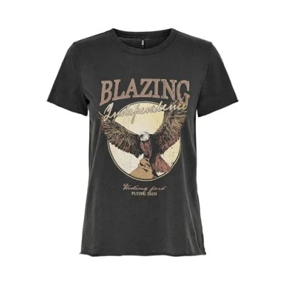 Imagen de Only Onllucy Reg S/S Top Jrs Noos Camiseta, Negro. Estampado: Blazing, L Mujer