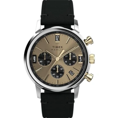 Imagen de Timex Reloj cronógrafo de cuarzo para hombre con Correa cuero TW2W60300, negro,