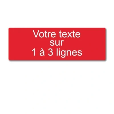 Imagen de Placa grabada personalizada de 1 a 3 líneas, 20 x 6,5 cm, autoadhesiva, color rojo