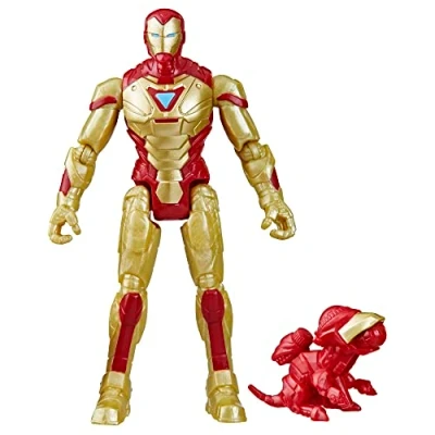 Imagen de Marvel Mech Strike Mechasaurs Iron Man Figura de acción 10,16 cm con accesorios para armas, juguete niños a partir 4 años, tamaño mediano