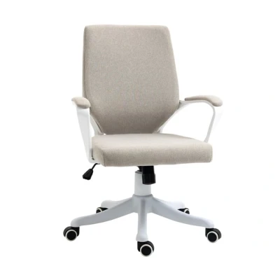Imagen de Vinsetto Silla de Oficina Giratoria Escritorio Basculante con Reposabrazos y Altura Ajustable para Dormitorio Salón Carga 120 kg 62x69x92 100 cm Beige