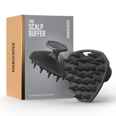 Imagen de cepillo de silicona para el cuero cabelludo hombres MANSCAPED® The Scalp Buffer: limpieza y exfoliación cabello, mano, un suave masaje del cabelludo, paquete 1