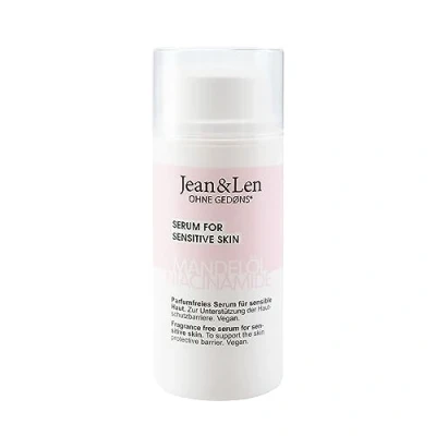 Imagen de Jean &amp; Len serum sin perfume aceite de almendras niacinamida, adecuado para pieles sensibles, ayuda a calmar la piel, cuida suavemente parabenos ni siliconas, vegano, 30 ml
