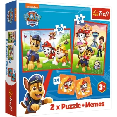 Imagen de Trefl 3in1: 2X Juego de Memoria, Personajes Cuento Hadas, 24 Memos, Diversión para Niños a Partir 3 Años Puzzle, Color paw patrol, equipo canino en acción (93337)