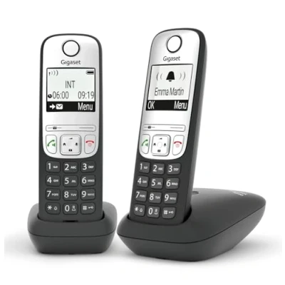 Imagen de Gigaset A690 Duo Teléfono inalámbrico Pack 2 Unidades Gran Pantalla gráfica Calidad de Audio Superior función Manos Libres No Molestar Color Negro/Plata