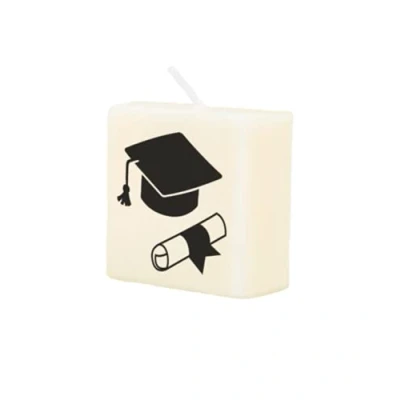 Imagen de PD Party 7040044 Vela de graduación tipo Scrabble Fiesta Decoraciones Ambiente Graduate, Crema/Negro, 4cm Longitud x Ancho 2cm Altura