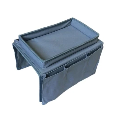 Imagen de BEISIJIA Organizador de reposabrazos con bandeja para tazas, sofá Caddy TV, soporte almacenamiento teléfono móvil, tabletas, revistas, libros, gafas, cables, bebederos, aperitivos, bolsa