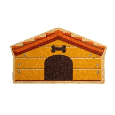 Imagen de Fisura Felpudo Exterior “casa Perro de Coco con Base Antideslizante PVC. Forma Original. Perros. Pintado a Mano. Medidas : 70 cm x 40