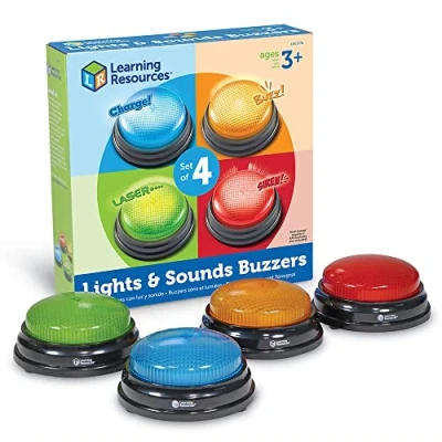 Imagen de Learning Resources Botones de respuesta con luz y sonido , set 4, pulsadores colores, juegos infantiles, material para profesores