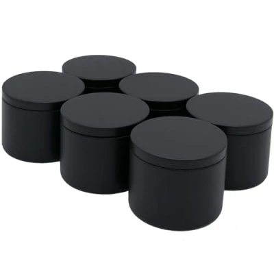 Imagen de Dosenritter 6 x bote redondo de especias/té con cierre silicona, hermético metal para aprox. 100g especias en polvo 6,2 8 cm (H,ø) (negro)