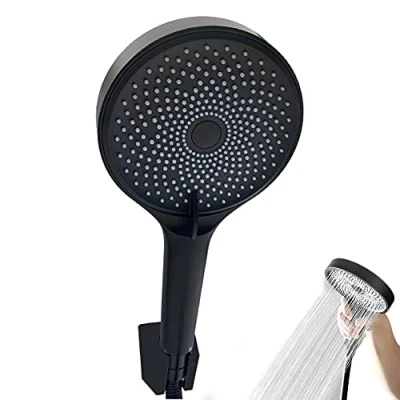 Imagen de Alcachofa de Ducha, Rociador para Ducha Redondo, Mano Alta Presion, Duchas Baño, Alcachofas Fijas Cabezal con 3 Modos Chorro, Masaje Spa(Negro)