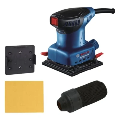 Imagen de Bosch Professional lijadora orbital GSS 140 (motor de 220 W, vibración 3,4 m/s2, con bolsa para polvo, placa punzonadora, hoja lija C411)