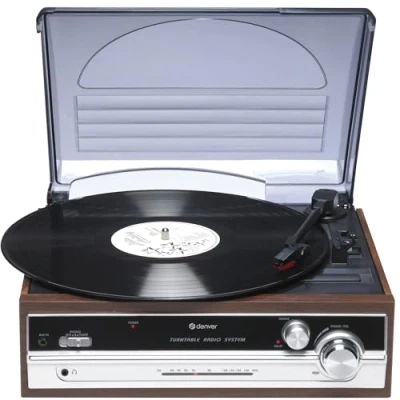 Imagen de Tocadiscos Denver VPR 190 con Radio FM. Altavoces Integrados. Acabado Madera. Aguja cerámica.
