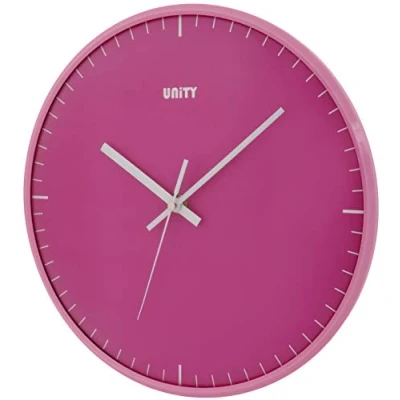 Imagen de Unity Reloj de Pared, Lente abovedada Galaxy, Rosa, Barrido silencioso, 30 cm