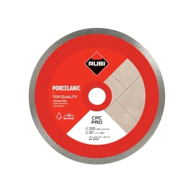 Imagen de RUBI Disco Diamante Corte Continuo CPC PRO Fino de Gres Porcelánico con Espesor Inferior a 20 mm Especial para Inglete Diámetro Externo: 250