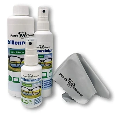 Imagen de Pandacleaner® Juego de 400 ml limpiador gafas con espray 50 para viajes + 100 casa botella recambio 250 ml, sin alcohol