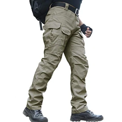 Imagen de zuoxiangru Pantalones Resistentes al Agua para Hombres de Trabajo Carga Militar Combate táctico Ajuste Relajado con Bolsillo múltiple (#56 Caqui, Tag M)