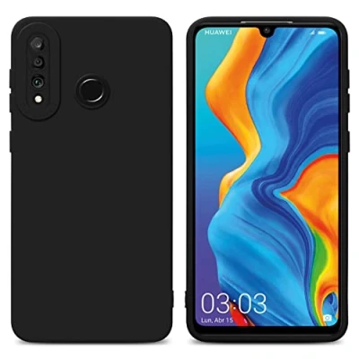 Imagen de Cadorabo Estuche Compatible con Huawei P30 Lite en Fluid Negro Funda Protectora Fabricada Silicona TPU Flexible